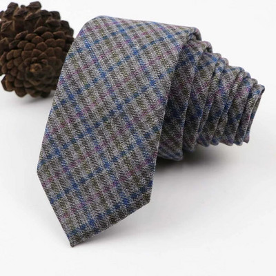 Vintage, mekana vunena pamučna kravata, karirana prugasta muška 6 cm uska kravata, tanka crveno plava odijelo za slobodno vrijeme, smoking, muški poklon, dodatak za košulju