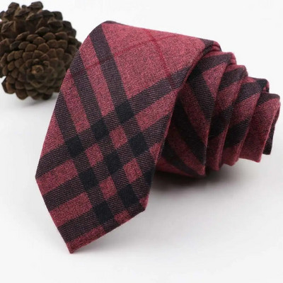 Vintage, mekana vunena pamučna kravata, karirana prugasta muška 6 cm uska kravata, tanka crveno plava odijelo za slobodno vrijeme, smoking, muški poklon, dodatak za košulju