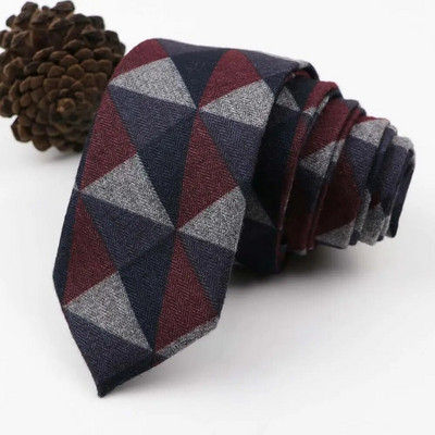 Vintage, mekana vunena pamučna kravata, karirana prugasta muška 6 cm uska kravata, tanka crveno plava odijelo za slobodno vrijeme, smoking, muški poklon, dodatak za košulju