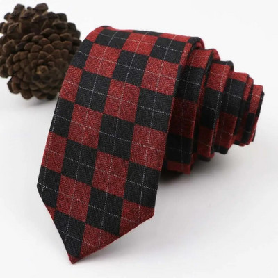 Vintage, mekana vunena pamučna kravata, karirana prugasta muška 6 cm uska kravata, tanka crveno plava odijelo za slobodno vrijeme, smoking, muški poklon, dodatak za košulju