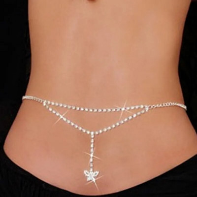 Sieviešu modes josta, gurni ar augstu vidukli Zelta sudraba šaura metāla ķēde kuplas bārkstis kristāla dimanta vidukļa ķēde