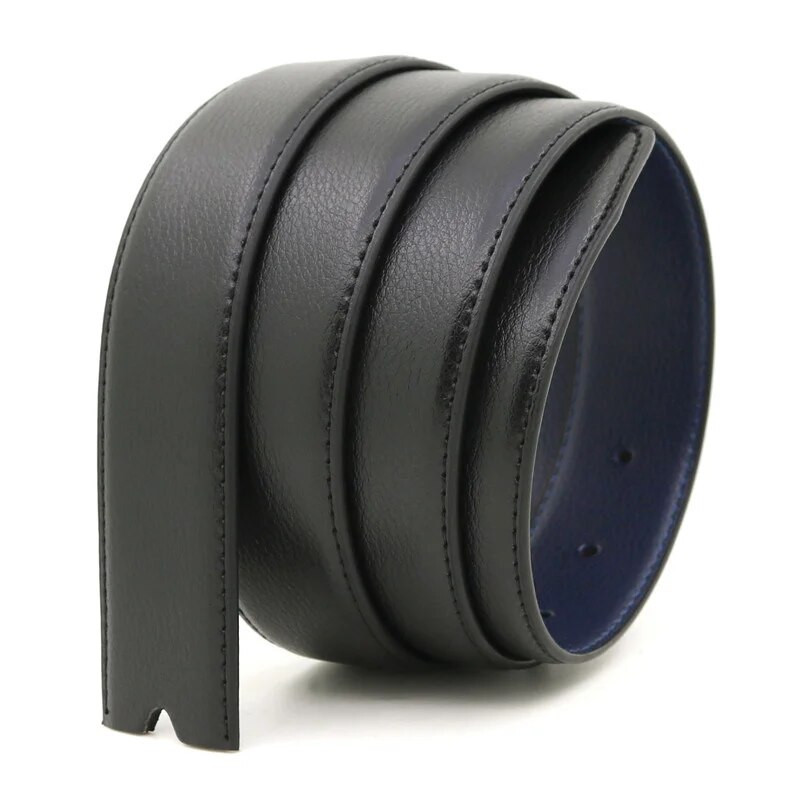 110-125 cm Luksusa vīriešu automātiskās sprādzes jostas, masīva dabīgās ādas jostasvieta bez sprādzes Cowskin jostas melna vīriešu džinsu jostasvieta