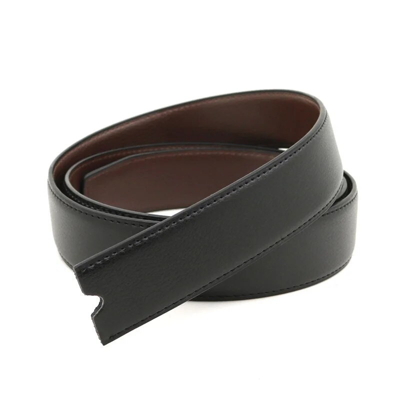 110-125 cm Luksusa vīriešu automātiskās sprādzes jostas, masīva dabīgās ādas jostasvieta bez sprādzes Cowskin jostas melna vīriešu džinsu jostasvieta