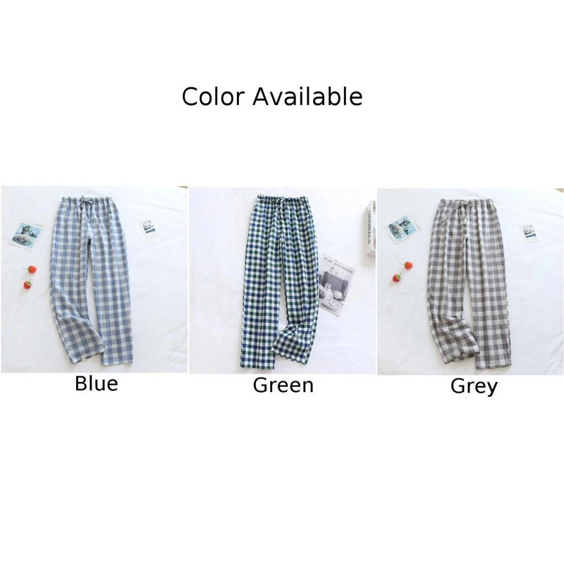 2022. gada jaunas garās bikses pidžamas, brīvi pieguļošas vīriešu pidžamas bikses, rūtainas guļamveļas, taisnas bikses, piesietas biksītes, elpojošas