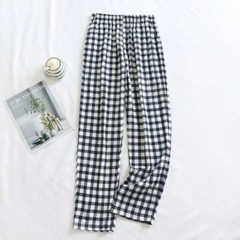 Muške pamučne karirane pidžame hlače Tanke labave velike veličine Kućne hlače za slobodno vrijeme Proljetne i jesenske donji dijelovi za spavanje Muška ležerna odjeća za spavanje