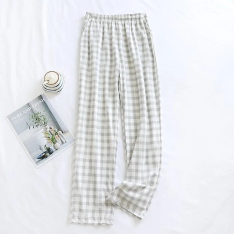 Muške pamučne karirane pidžame hlače Tanke labave velike veličine Kućne hlače za slobodno vrijeme Proljetne i jesenske donji dijelovi za spavanje Muška ležerna odjeća za spavanje