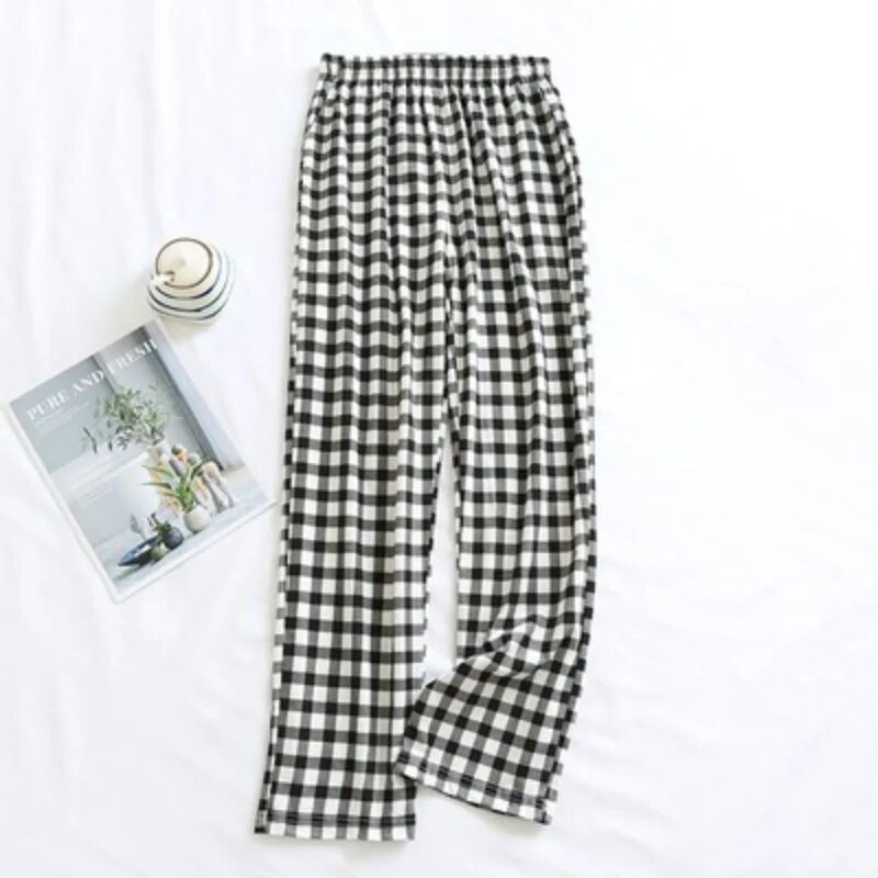 Muške pamučne karirane pidžame hlače Tanke labave velike veličine Kućne hlače za slobodno vrijeme Proljetne i jesenske donji dijelovi za spavanje Muška ležerna odjeća za spavanje