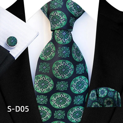 Svilene kravate s cvjetnim točkama za muškarce Luksuzne 8 cm široke cvjetne kravate s džepnim četvrtastim gumbima za manžete Modni set za muške zabave i vjenčani dar