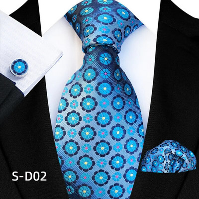 Svilene kravate s cvjetnim točkama za muškarce Luksuzne 8 cm široke cvjetne kravate s džepnim četvrtastim gumbima za manžete Modni set za muške zabave i vjenčani dar