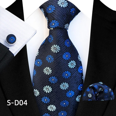 Svilene kravate s cvjetnim točkama za muškarce Luksuzne 8 cm široke cvjetne kravate s džepnim četvrtastim gumbima za manžete Modni set za muške zabave i vjenčani dar