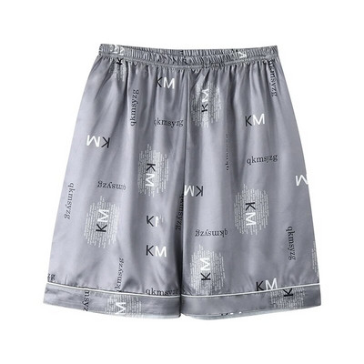 Vasaras zīda satīna īsas mājas bikses vīriešiem guļam apakšā Fashion Print pidžamas Īsas bikses vīriešiem elastīgas jostasvietas brīvas bikses