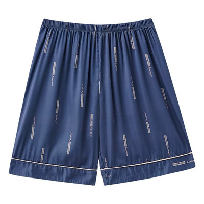 Vasaras zīda satīna īsas mājas bikses vīriešiem guļam apakšā Fashion Print pidžamas Īsas bikses vīriešiem elastīgas jostasvietas brīvas bikses