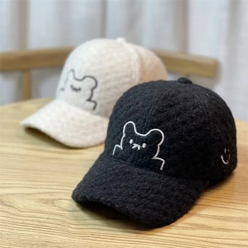 Cute Bear Baseball Cap Duck Tongue Cap 2023 Νέο Φθινοπωρινό και Χειμώνα Ζεστό άνετο γυναικείο αθλητικό καπέλο πολύχρωμο