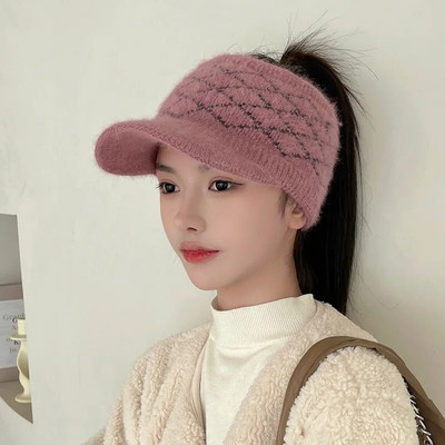 Šeširi sa šiltom za žene Zima Jesen Topla karirana pletena kapa sa zecom Ženski sportovi na otvorenom Golf Baseball kape Gorras šeširi s repom