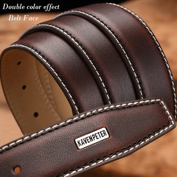 Модни мъжки колани Луксозен дизайнерски кафяв ретро колан от естествена кожа за дънки Cinturon Cowboy Hombre Dropshipping