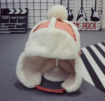 Jauna rindkopa Rudens un ziemas bērnu cepure ausu aizsardzībai plūdmaiņas plīša cepures korejiešu versija, 6 mēneši–2 gadi