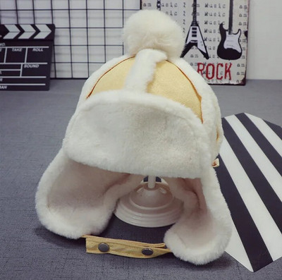 Jauna rindkopa Rudens un ziemas bērnu cepure ausu aizsardzībai plūdmaiņas plīša cepures korejiešu versija, 6 mēneši–2 gadi