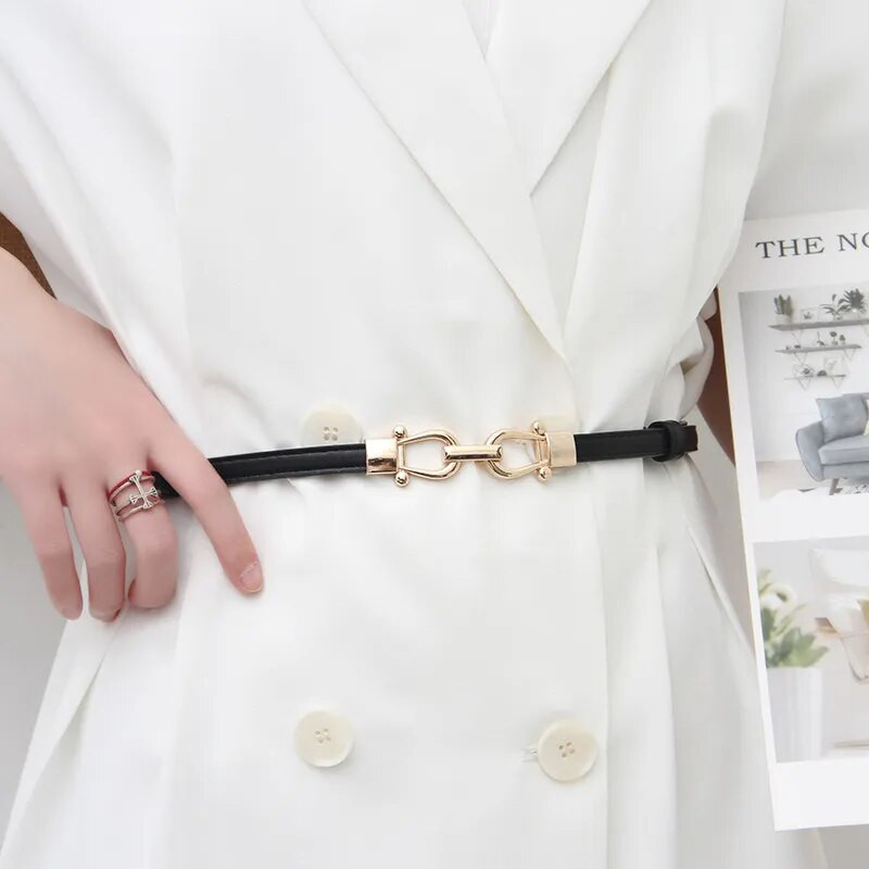 Ženski podesivi tanki pojasevi za žene, modni uski kaput, haljina, remen oko struka, metalna kuka, kopča, pojas