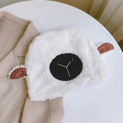 Rudens un ziemas ērta kokvilnas vilnas jēra pulovers sieviešu ziemas ausu aizsardzība plīša, jauna korejiešu cepure