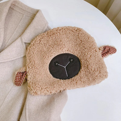 Rudens un ziemas ērta kokvilnas vilnas jēra pulovers sieviešu ziemas ausu aizsardzība plīša, jauna korejiešu cepure