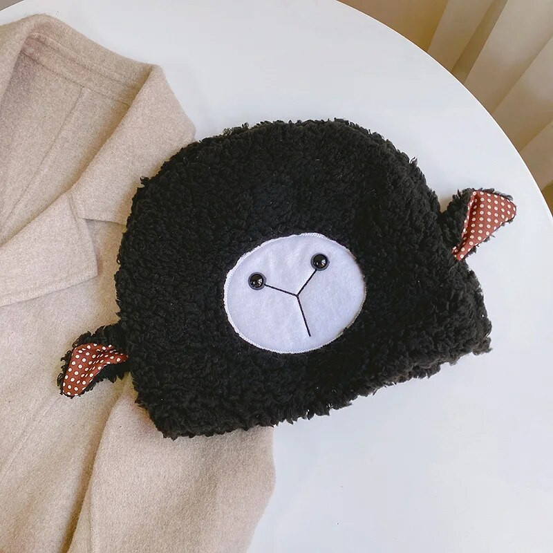 Rudens un ziemas ērta kokvilnas vilnas jēra pulovers sieviešu ziemas ausu aizsardzība plīša, jauna korejiešu cepure