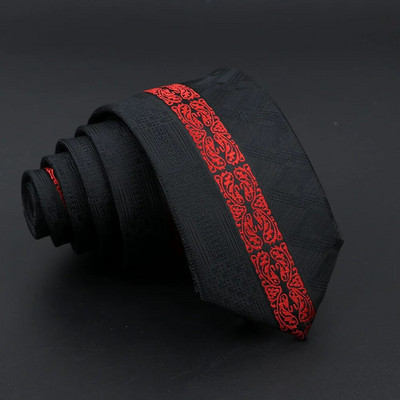 Modna Jacquard Crvena Siva Kravata 6 cm Cvjetni Karirani Patchwork Poliester Muška Skinny Party Poslovna Kravata Odijelo Košulja Dodatak Poklon