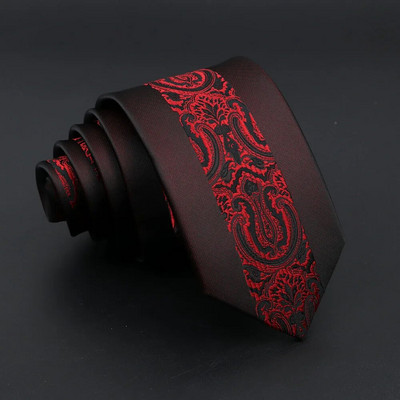 Modna Jacquard Crvena Siva Kravata 6 cm Cvjetni Karirani Patchwork Poliester Muška Skinny Party Poslovna Kravata Odijelo Košulja Dodatak Poklon