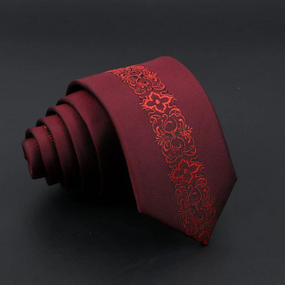 Modna Jacquard Crvena Siva Kravata 6 cm Cvjetni Karirani Patchwork Poliester Muška Skinny Party Poslovna Kravata Odijelo Košulja Dodatak Poklon