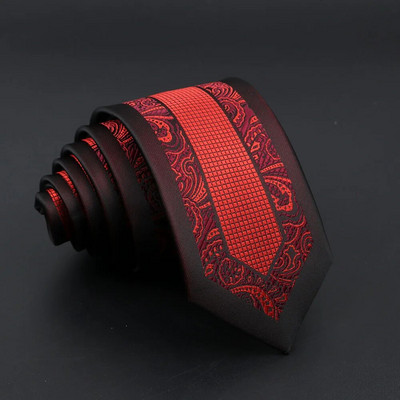 Modna Jacquard Crvena Siva Kravata 6 cm Cvjetni Karirani Patchwork Poliester Muška Skinny Party Poslovna Kravata Odijelo Košulja Dodatak Poklon