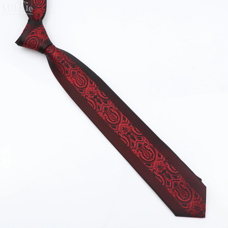 Modna Jacquard Crvena Siva Kravata 6 cm Cvjetni Karirani Patchwork Poliester Muška Skinny Party Poslovna Kravata Odijelo Košulja Dodatak Poklon