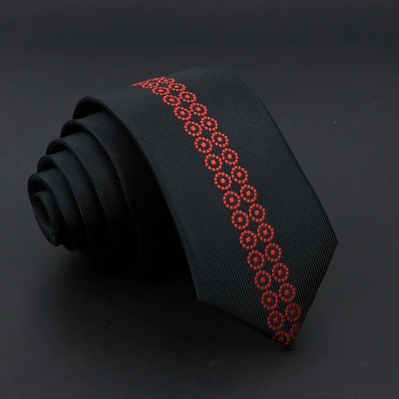 Modna Jacquard Crvena Siva Kravata 6 cm Cvjetni Karirani Patchwork Poliester Muška Skinny Party Poslovna Kravata Odijelo Košulja Dodatak Poklon