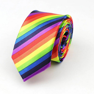 Cravată subțire bărbați în carouri în dungi Curcubeu 145 cm lungime 5 cm lățime petrecere pub modă cravate slabe pentru costum accesorii cămașă