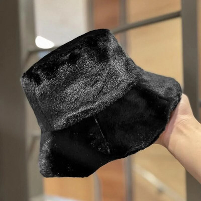 Bieza pūkaina kažokādas cepure sievietēm ziemas silta zvejnieka cepure vienkrāsains plīša Panama cepure Fashion sieviete Bob Sunbonnet gorras