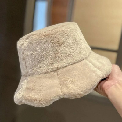 Bieza pūkaina kažokādas cepure sievietēm ziemas silta zvejnieka cepure vienkrāsains plīša Panama cepure Fashion sieviete Bob Sunbonnet gorras