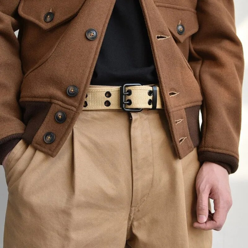 2023 Novi muški tkani remen s dvostrukom iglom i kopčom Ženski remen Remen za slobodno vrijeme, sport na otvorenom Radni pojas