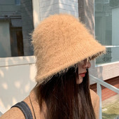 Ziemas sieviešu truša kažokādas cepure Ziemas vienkrāsaina Panamas cepure sieviešu kausa cepure Zvejnieka cepure Retro trikotāžas vilnas baseina cepures