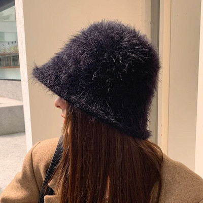 Ziemas sieviešu truša kažokādas cepure Ziemas vienkrāsaina Panamas cepure sieviešu kausa cepure Zvejnieka cepure Retro trikotāžas vilnas baseina cepures