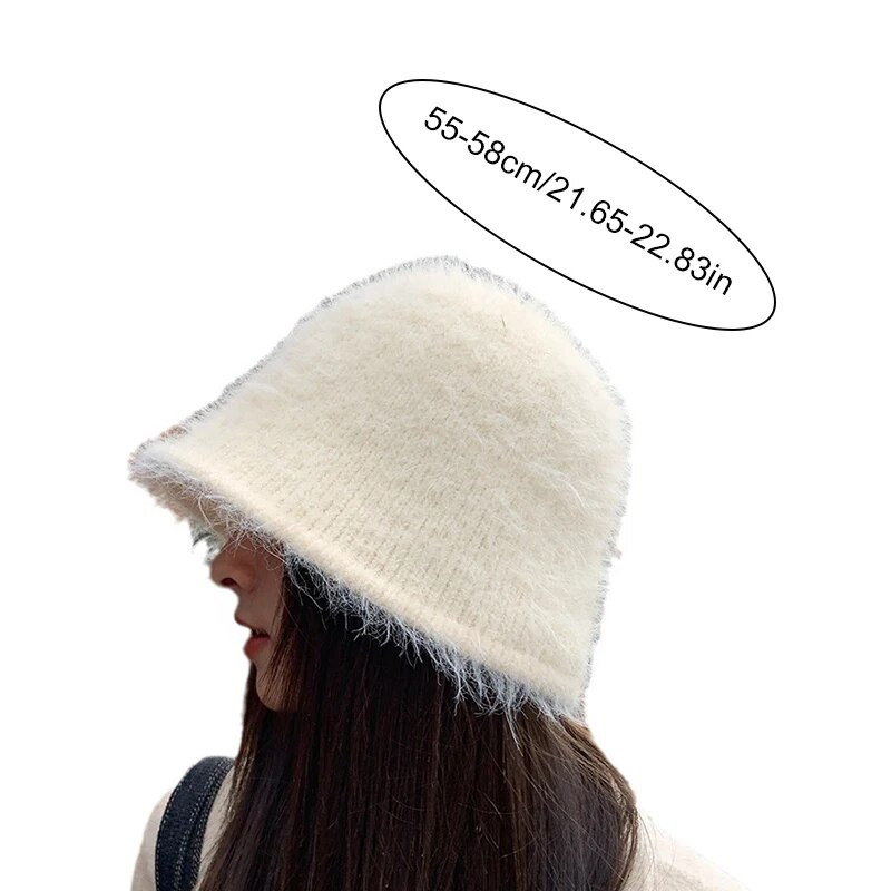 Ziemas sieviešu truša kažokādas cepure Ziemas vienkrāsaina Panamas cepure sieviešu kausa cepure Zvejnieka cepure Retro trikotāžas vilnas baseina cepures