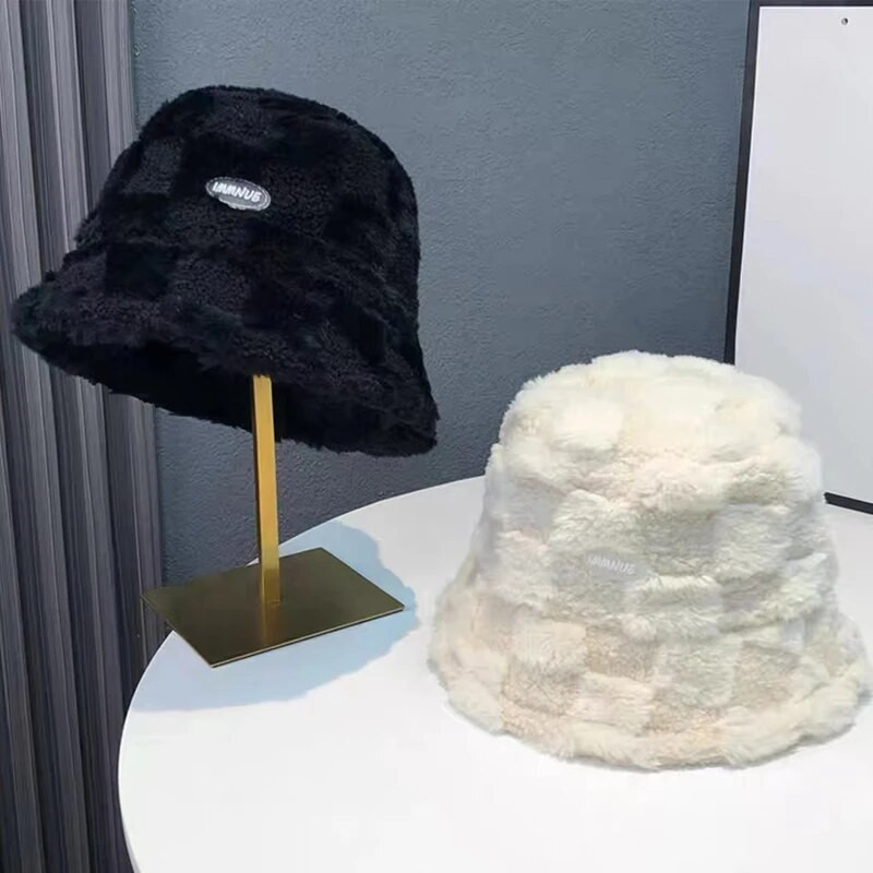 Unisex Harajuku Bucket Cepure Solid Vīrieši Makšķerēšana Zvejnieks INS Cepure Rudens Ziemas Jēra Vilna Jauka Āra Silta Panamas Cepure sievietēm