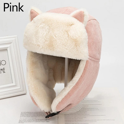 Ziemas riteņbraukšanas slēpošanas cepure silta ausu aizbāžņi bieza plīša cepure ar ausīm vīriešiem un sievietēm Mākslīgās kažokādas vēja necaurlaidīgs vāciņš Russian Bomber Cepure