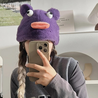 Amuzant Big Mouth Urechi de urs drăguț Pălării de pluș pentru femei Toamnă și iarnă Versiune coreeană Versatilă Călduță drăguță Beanies Căciuli pentru bărbați