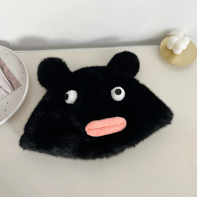 Smiješne, slatke medvjeđe uši s velikim ustima, plišane ženske kape, jesenske i zimske korejske verzije, svestrane tople, slatke kapice za muškarce
