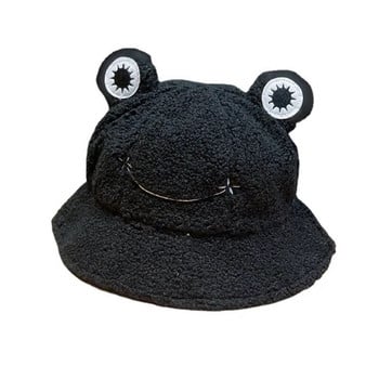 Χαριτωμένο Frog Fisherman Cap Φθινόπωρο και Χειμώνας Plus Velvet για να κρατήσει ζεστό Ιαπωνικό φοιτητικό καπέλο κινουμένων σχεδίων Γυναικεία καπέλα