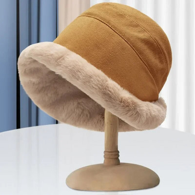 Мека плюшена шапка-кофа Корейска зимна рибарска шапка Удебелена модна топла шапка на открито Дамски ветроустойчиви панамски шапки