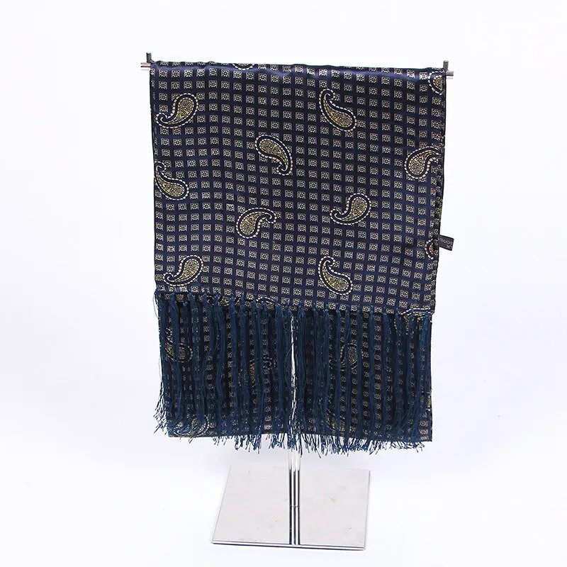 Couverture Muški svileni luksuzni brend Šalovi Modni dodaci Jesen Zima Muški svileni dugi šal Kravata bandana Šal s resicama
