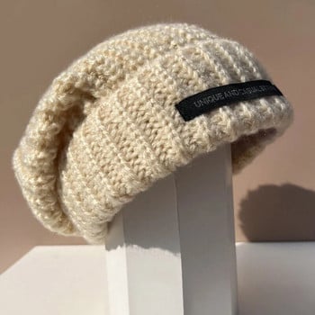 Χειμερινό πλεκτό καπέλο Γυναικείο φαρδύ Skullies Beanies Μονόχρωμο Γυναικείο καπέλο Beanie Ζεστό Slouchy Skullcap