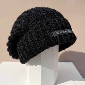 Χειμερινό πλεκτό καπέλο Γυναικείο φαρδύ Skullies Beanies Μονόχρωμο Γυναικείο καπέλο Beanie Ζεστό Slouchy Skullcap