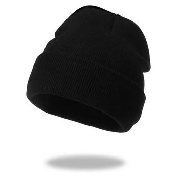 Φθινοπωρινό Χειμώνα Casual Ζεστό Beanie Γυναικείες Άντρες Μαλακό πλεκτό ελαστικό Skullcap Μονόχρωμο Unisex Καπέλο βελονάκι