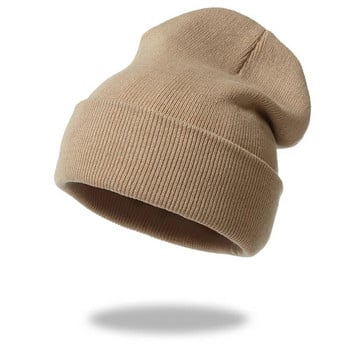 Φθινοπωρινό Χειμώνα Casual Ζεστό Beanie Γυναικείες Άντρες Μαλακό πλεκτό ελαστικό Skullcap Μονόχρωμο Unisex Καπέλο βελονάκι