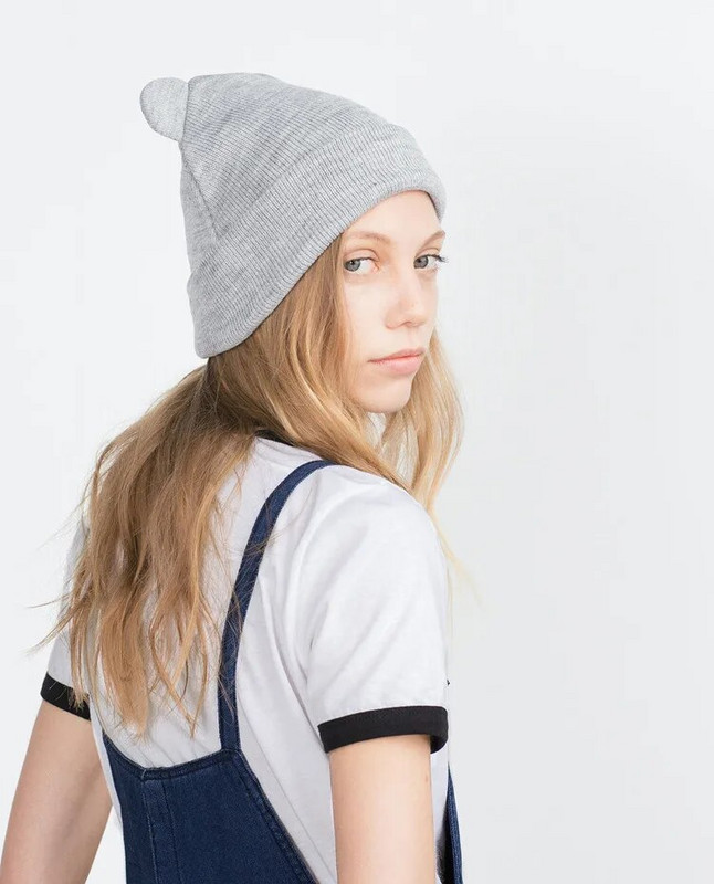 Topla zimska kapa Prekrasna ženska kapa s mačjim ušima Crno siva pletena vunena kapa Lady Girl Meke heklane Skullies kape